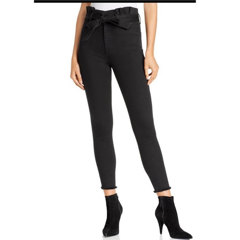 Alice + Olivia Good Night Fever belted paper bag waist black jeans 27